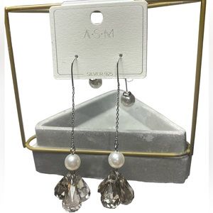 ASM Pearl Rhinestone Drop Dangle Earrings